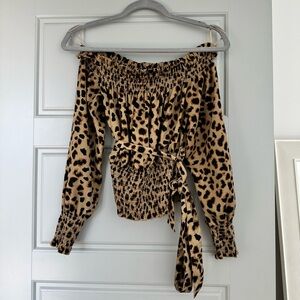 Express Off The Shoulder Leopard Top